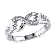 1/20ctw Diamond Accent Sterling Silver Infinity Link Ring 1