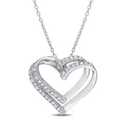 1/5ctw Diamond Sterling Silver Heart Pendant Necklace 1