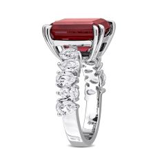 Created Ruby and Created White Sapphire Sterling Silver Ring