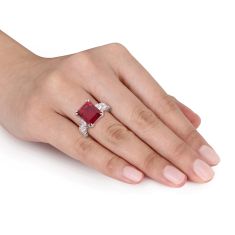 Created Ruby and Created White Sapphire Sterling Silver Ring