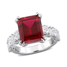 Created Ruby and Created White Sapphire Sterling Silver Ring