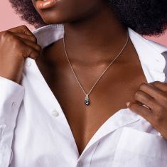 Cultured Black Tahitian Pearl and 1/7ctw Diamond Sterling Silver Necklace and Earring Gift Set
