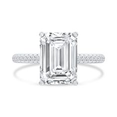 4 1/3ctw Emerald Lab Grown Diamond 14k White Gold Hidden Halo Engagement Ring