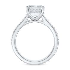 4 1/3ctw Emerald Lab Grown Diamond 14k White Gold Hidden Halo Engagement Ring