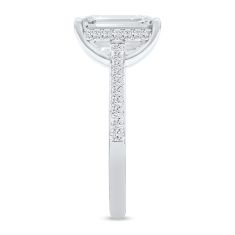 4 1/3ctw Emerald Lab Grown Diamond 14k White Gold Hidden Halo Engagement Ring