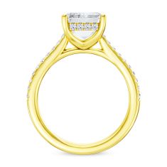 4 1/3ctw Emerald Lab Grown Diamond 14k Yellow Gold Hidden Halo Engagement Ring