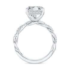 5 3/8ctw Emerald Lab Grown Diamond 14k White Gold Vintage-Inspired Twist Engagement Ring