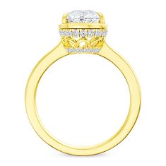2 1/4ctw Pear Lab Grown Diamond 14k Yellow Gold Hidden Halo Engagement Ring