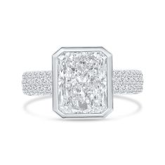 3 1/2ctw Radiant Lab Grown Diamond 14k White Gold Bezel-Set Engagement Ring