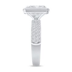 3 1/2ctw Radiant Lab Grown Diamond 14k White Gold Bezel-Set Engagement Ring
