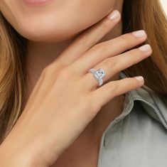 3 1/2ctw Radiant Lab Grown Diamond 14k White Gold Bezel-Set Engagement Ring