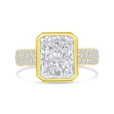 3 1/2ctw Radiant Lab Grown Diamond 14k Yellow Gold Bezel-Set Engagement Ring