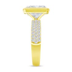3 1/2ctw Radiant Lab Grown Diamond 14k Yellow Gold Bezel-Set Engagement Ring