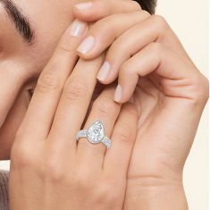 3 1/2ctw Pear Lab Grown Diamond 14k White Gold Engagement Ring