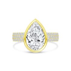 3 1/2ctw Pear Lab Grown Diamond 14k Yellow Gold Engagement Ring