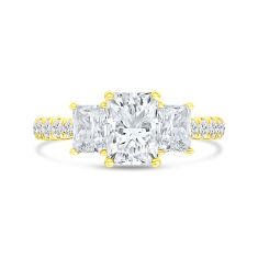 2ctw Radiant Lab Grown Diamond 14k Yellow Gold Three-Stone Engagement Ring