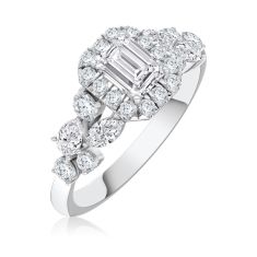 1 1/4ctw Emerald Lab Grown Diamond 14k White Gold Nature-Inspired Engagement Ring 1