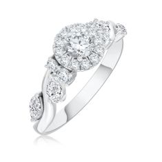 7/8ctw Round Lab Grown Diamond 14k White Gold Nature-Inspired Engagement Ring 1