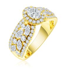 1 5/8ctw Oval Lab Grown Diamond 14k Yellow Gold Nature-Inspired Engagement Ring 1