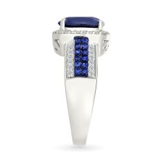 Created Blue Sapphire and Created White Sapphire Sterling Silver Ring