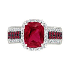 Created Ruby and Created White Sapphire Sterling Silver Ring
