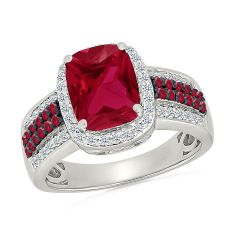Created Ruby and Created White Sapphire Sterling Silver Ring
