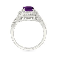 Amethyst and Created White Sapphire Sterling Silver Ring