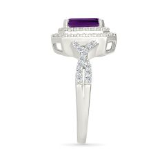 Amethyst and Created White Sapphire Sterling Silver Ring