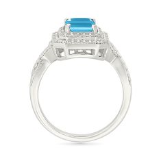 Blue Topaz and Created White Sapphire Sterling Silver Ring