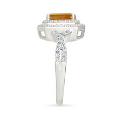 Citrine and Created White Sapphire Sterling Silver Ring
