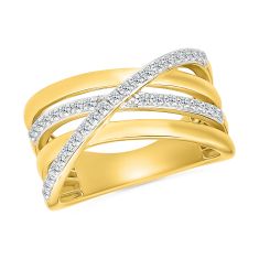 1/3ctw Diamond 10k Yellow Gold Crossover Ring