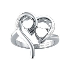 Couple's Custom Birthstone Engravable Heart Ring
