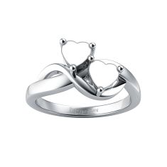 Couple's Custom Birthstone Double Heart Twist Engravable Ring