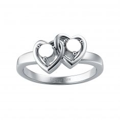 Couple's Custom Birthstone Interlocking Hearts Engravable Ring