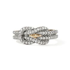 John Hardy Love Knot 1/2ctw Diamond 14k Yellow Gold Ring 1