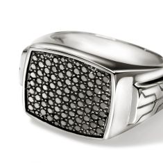 John Hardy Black Sapphire Sterling Silver Signet Ring