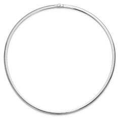14k White and Yellow Gold 4mm Reversible Domed Omega Chain Necklace