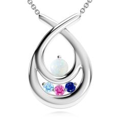 Mother's Custom Birthstone Teardrop Family Necklace (2-4 Gemstones)