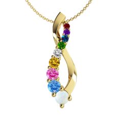 Mother's Custom Birthstone Journey Family Pendant Necklace (9 Gemstones)