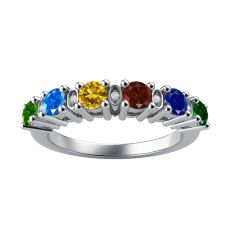 Mother's Custom Birthstone Vintage-Inspired Engravable Family Ring (4 or 6 Gemstones)