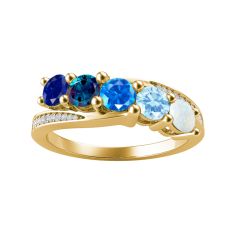 Mother's Custom Birthstone Bypass Engravable Family Ring (2-5 Gemstones)