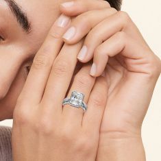 3ct Radiant Lab Grown Diamond Solitaire 14k White Gold Engagement Ring