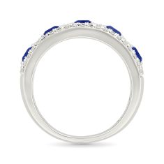 Created Blue Sapphire and Created White Sapphire Sterling Silver Ring