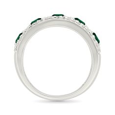 Created Emerald and Created White Sapphire Sterling Silver Ring