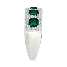 Created Emerald and Created White Sapphire Sterling Silver Ring