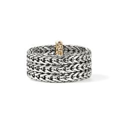 John Hardy Icon Link Bar Two-Tone Sterling Silver and 14k Yellow Gold Band Ring