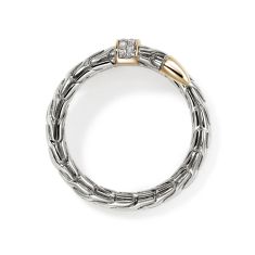 John Hardy Spear 1/12ctw Diamond Two-Tone Sterling Silver and 14k Yellow Gold Band