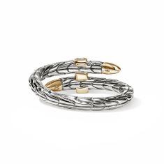 John Hardy Spear 1/12ctw Diamond Two-Tone Sterling Silver and 14k Yellow Gold Band