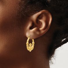 14k Yellow Gold Claddagh Hoop Earrings, 27mm