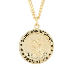 Men's 14k Gold-Filled Round St. Christopher Pendant Necklace